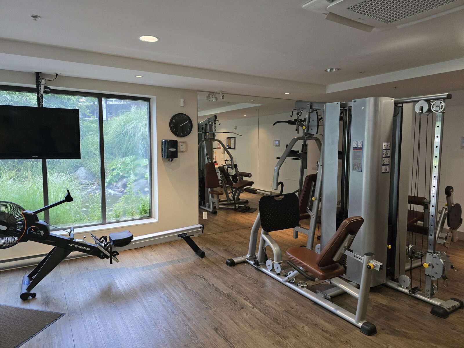 Fitness centre rowing machine and cable machines