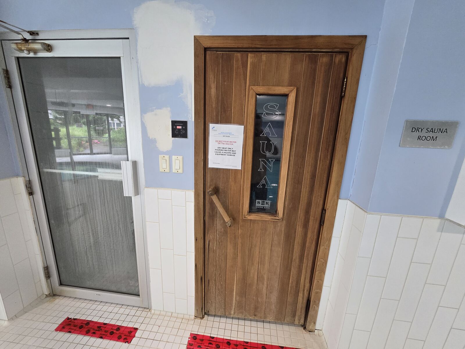 Dry sauna room entrance