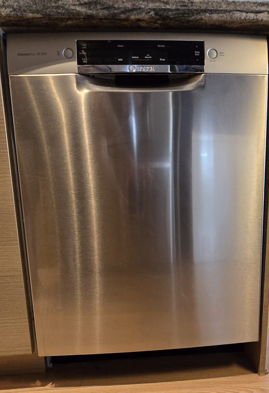 Bosch SilencePlus stainless steel dishwasher built into the cabinetry